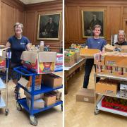 Volunteers from the UCI Cycling World Championships donating snacks and sanitary items to the Peeblesshire Foodbank. Photo: Peeblesshire Foodbank