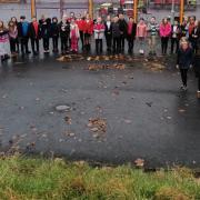 Tweedbank Primary School conduct lesson outside as part of UNICEF campaign