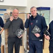 Pictured left to right are Przemyslaw Wawrzyczny – IT Infrastructure Technician Borders College, Scott Moncrieff – Director of IT and Digital Borders College, Alan Grainger and Neil Foggon – NHS Borders Maintenance Technicians