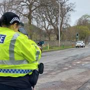 Police speed check on the A72 at Kingsland School