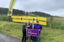 Sharon Sheridan from Kidney Research UK and Hillside Outside's Harley Lothian with Tim McLean and Joseph McLean