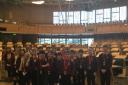 Pupils in the Scottish Parliament building last week