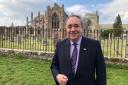 Alex Salmond visiting Melrose on April 26 during the Alba Party's Scottish Parliament election campaign