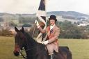 Selkirk Royal Burgh Standard Bearer Ross Thomson’s official 1975 Common Riding photograph with his horse Guinness.
