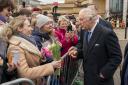 King Charles III speaks to members of the public as he arrives for a reception with members of the local community and organisations at the Church of Christ the Cornerstone, as he visits Milton Keynes, Buckinghamshire, to celebrate its new status as a