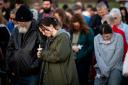 People pray during a community vigil held for the people killed during the Covenant School shooting (Andrew Nelles/The Tennessean via AP)