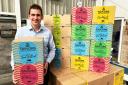 James Taylor shows off his crisps firm's new branding