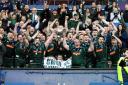 EDINBURGH, SCOTLAND - MAY 06: Hawick players celebrate winning the Scottish Cup during a match between Marr and Hawick at BT Murrayfield, on May 06, 2023, in Edinburgh, Scotland.  (Photo by Mark Scates / SNS Group)