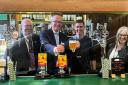 Barry Watts from the Society of Independent Brewers, John Lamont MP, and Tempest co-owners Gavin Meiklejohn and Annika Meiklejohn