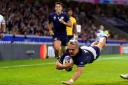 Darcy Graham scores Scotland's fourth try during the Rugby World Cup 2023, PA Wire