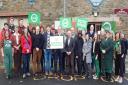 Dominic Ashmole (centre) at the Scottish Greens South Scotland campaign event in Tweedbank
