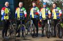 Five of the Cycling Souters team pictured in their Rome riding kit prior to setting off on a training spin to Kelso.  From left – Tommy Knox, David Anderson, Scott Hall, Kevin Fairbairn and Allen Jamieson. Photo: John Smail