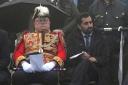 Humza Yousaf watches a Beating Retreat ceremony for the Stone of Destiny on the esplanade of Edinburgh Castle