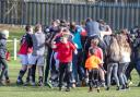 Gala Fairydean Rovers players celebrate with fans after penalty shoot out victory