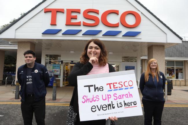 The Tesco Shuts Up for Sarah event

Sarah Moore raised £400 doing a sponsored silence  during her shifts at Tesco.