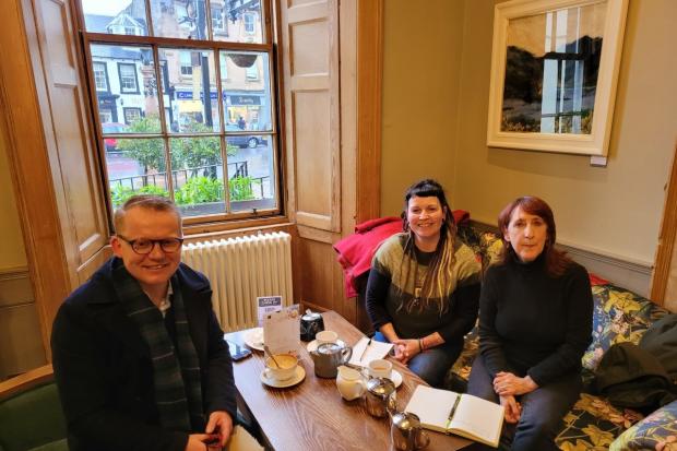 Elisa Smith and Simon Ritchie met author and historian Mary W. Craig in Peebles to discuss their plans for a Peeblesshire witchcraft memorial
