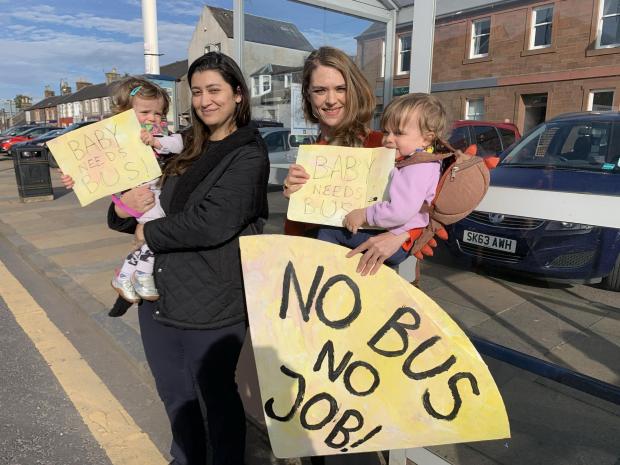 Peeblesshire News: Protestors in Biggar. Photo: Helen Barrington