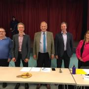 Tweeddale West candidates:Eric Small, Dominic Ashmole, Rev Macdougall, Drummond Begg and Viv Thomson. Picture John Hislop