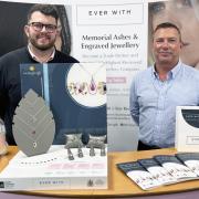 The attached photo shows Matthew Brook (left), Head of Memorialisation at Westerleigh Group, and Jonathan Burton Director at EverWith, showing some of the memorial jewellery. Photo: Westerleigh Group