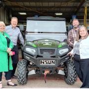 Pictured left to right are Assistant Principal Lynne Gilchrist, Partnership and Development Manager for Rural Skills Andrew Johnson, Lecturer Garry Dickson, and MSP Carol Mochan