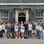 Peebles High School pupils on their visit to Downing Street