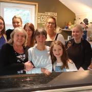 Annie McCall with friends and family at Annie's Cafe in Galashiels
