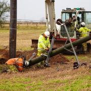 SPEN workers on the ground addressing the Storm Éowyn damage. Image: SPEN