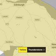 A thunderstorm warning has been issued for the Borders