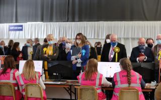 Staff at today's election count in Kelso. Photo: SBC