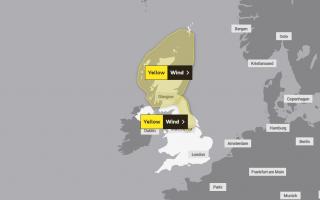 The Met Office has updated the two yellow wind warnings for the Borders following the naming of Storm Otto. Photo: Met Office