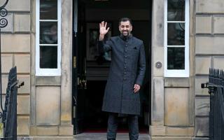 First Minister Humza Yousaf arrives at Bute House
